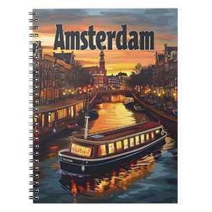 Carnet Canal Amsterdam : Coucher de soleil et lumières de