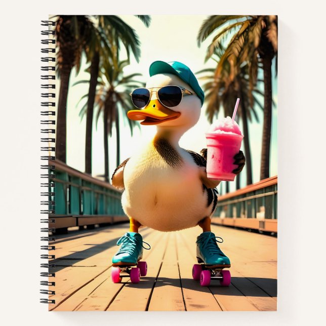 Carnet Canard à roulettes drôle d'été rétro  (Devant)