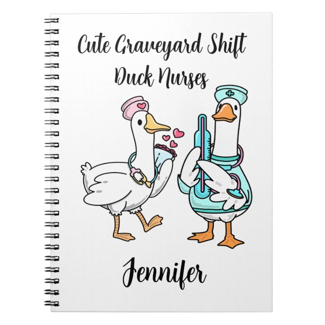 Carnet Canard mignon de l'équipe de nuit Nom drôle d'infi (Devant)