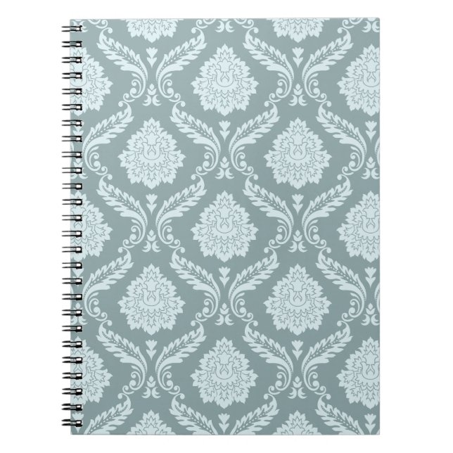 Carnet Canard Rococo Motif Damassé Œuf Bleu+Turquoise (Devant)
