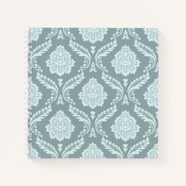 Carnet Canard Rococo Motif Damassé Œuf Bleu+Turquoise (Devant)
