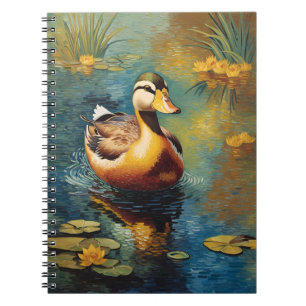 Carnet Canard Tranquille Sur Un Étang Peinture Artistique