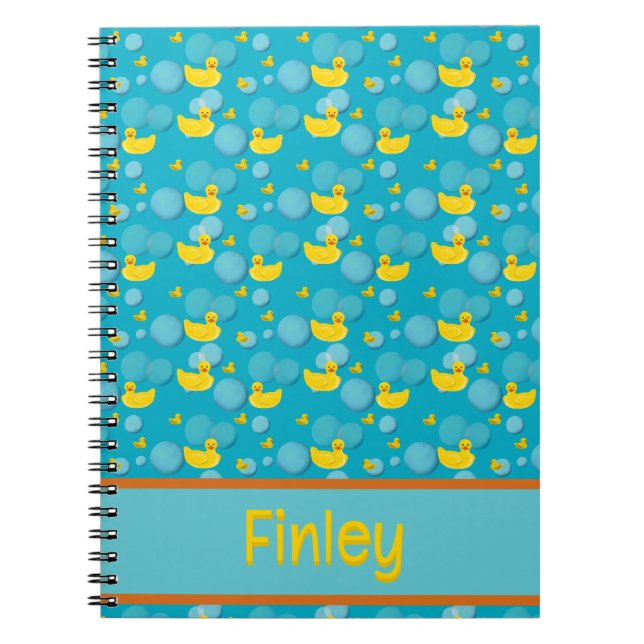 Carnet Canards en caoutchouc et motif bulles (Devant)