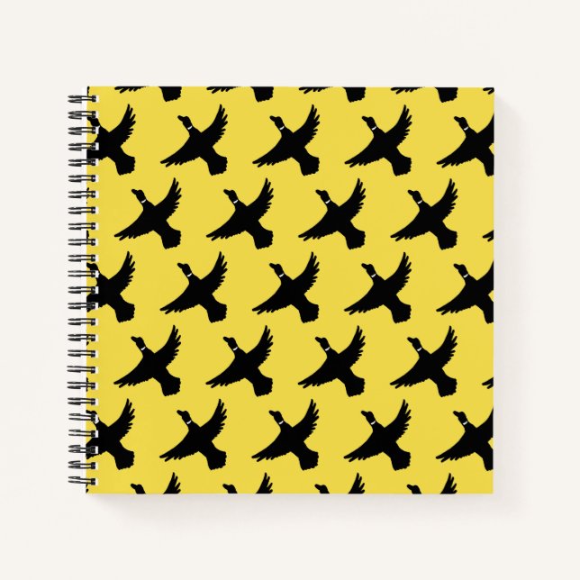 Carnet Canards volants jaune noir (Devant)
