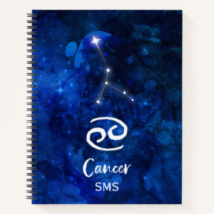Carnet Cancer Constellation Zodiaque Galaxie bleue Monogr