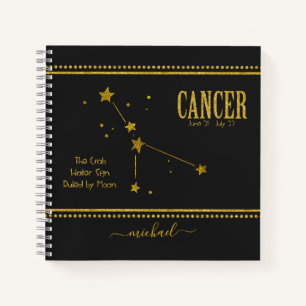 Carnet Cancer le crabe étoile Zodiac Signet Noeud