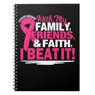 Carnet Cancer Survivor Foi Amis Famille Rose et blanc