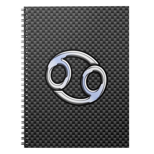 Carnet Cancer Zodiac Sign on Charcoal Carbon Fiber Print (Devant)