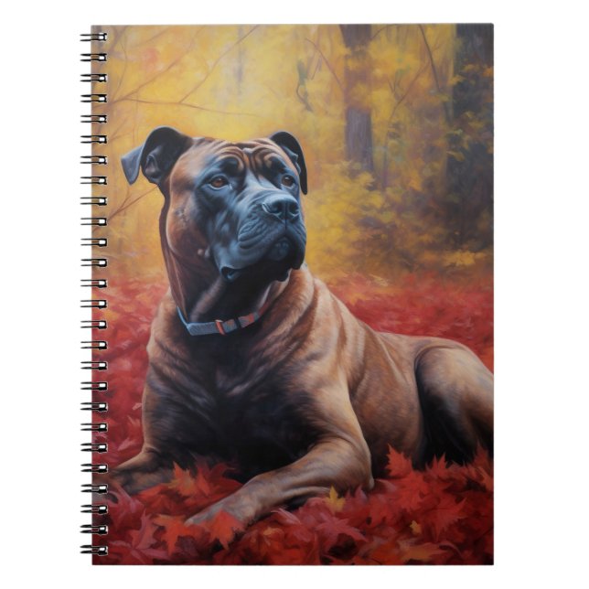 Carnet Cane Corso en automne Feuilles automne Inspire (Devant)