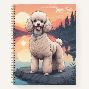 Carnet Caniche au bord d'un lac