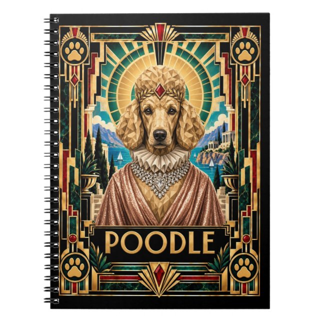 Carnet Caniche, chien Art Déco (Devant)