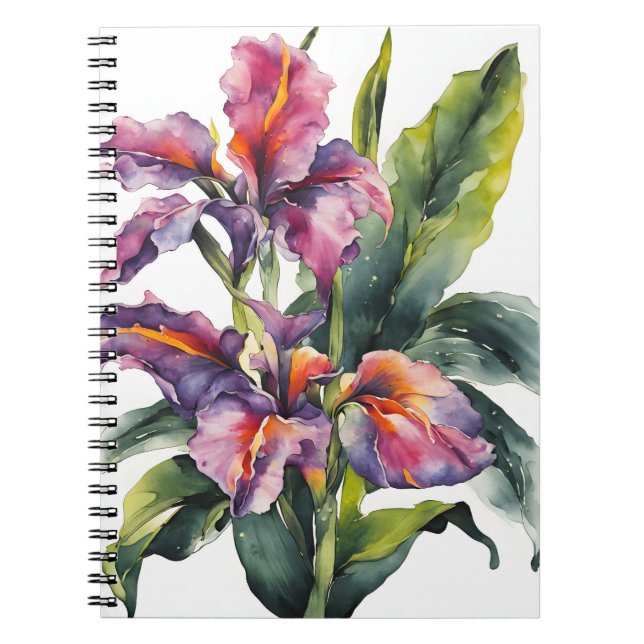 Carnet Canna - Watercolor flowers (Devant)