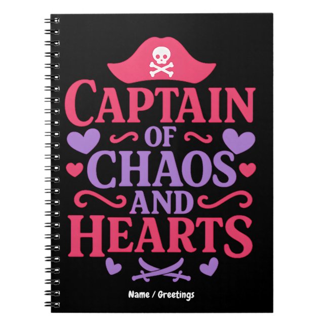 Carnet Capitaine du Chaos et Graphique Pirate de Coeurs (Devant)