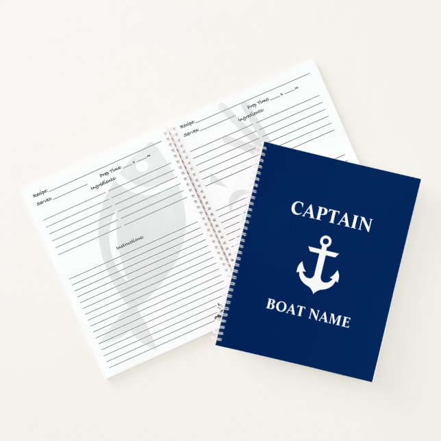Carnet Capitaine nautique Nom du bateau Ancre Recette ble (Intérieur)