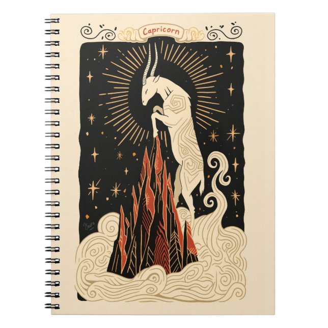 Carnet Capricorne Céleste Zodiaque Art (Devant)