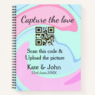 Carnet Capturez l'amour ajouter QR scan marbre rose bleu