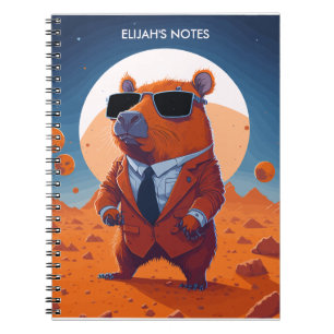 Carnet Capybara Drôle Personnalisée Avec Costume Sur Mars