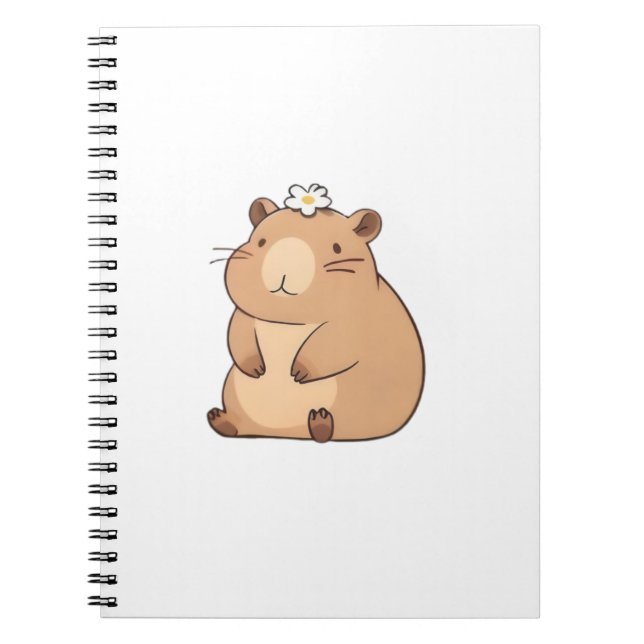 Carnet Capybara mignon avec conception Kawaii de fleur de (Devant)