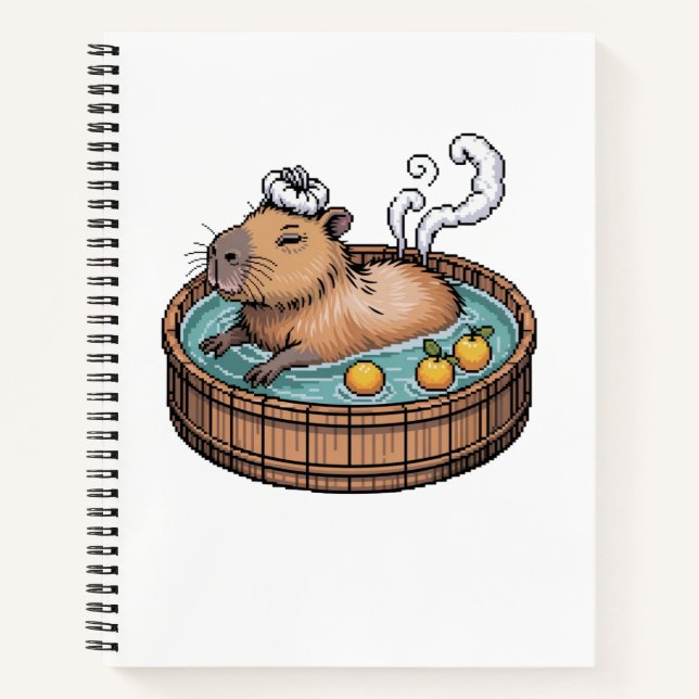 Carnet Capybara Pixel Art Zen Bain Chaud Cozy (Devant)