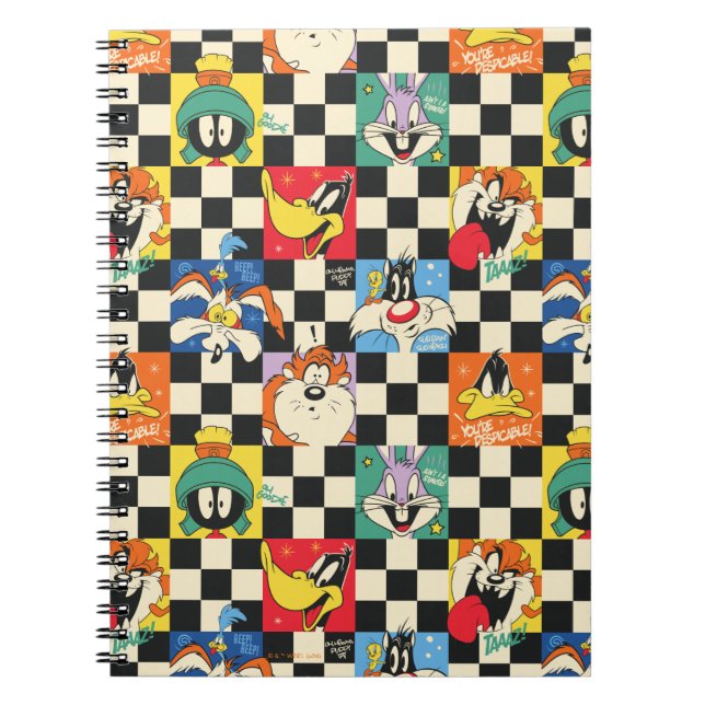 Carnet Caractères LOONEY TUNES™ sur Checker noir et blanc (Devant)
