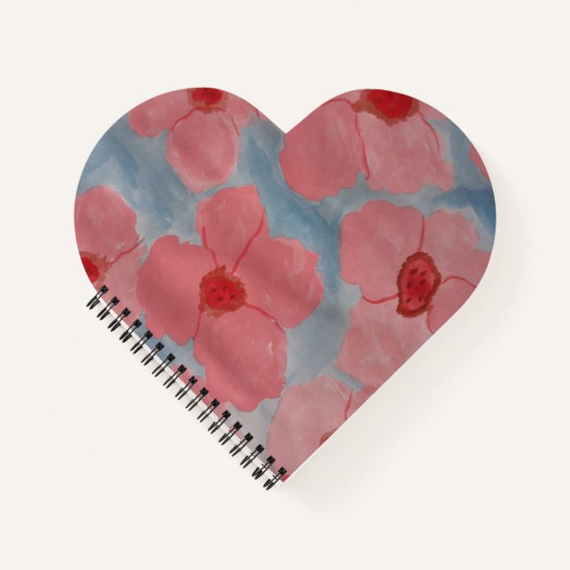 Carnet cardiaque des fleurs rose bonbon (Devant)