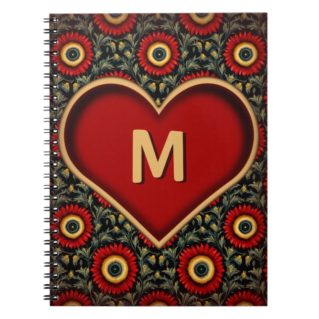 Carnet cardiaque monogramme avec initial personnal (Devant)