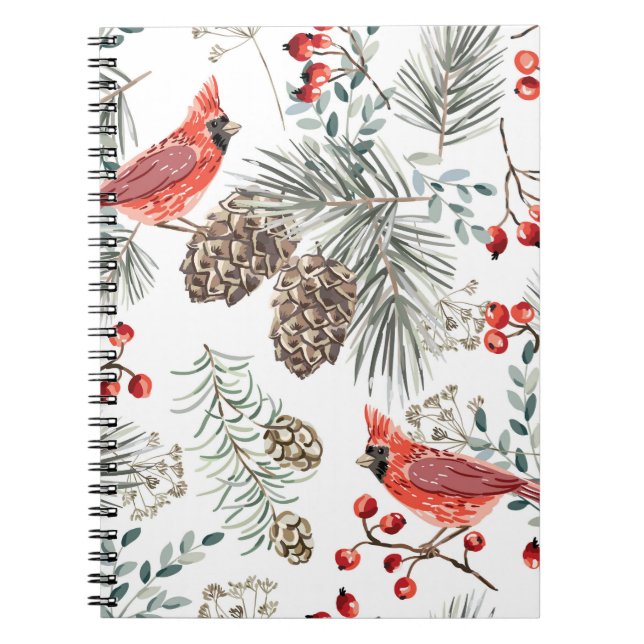 Carnet Cardinal Birds Noël Motif Vintage (Devant)