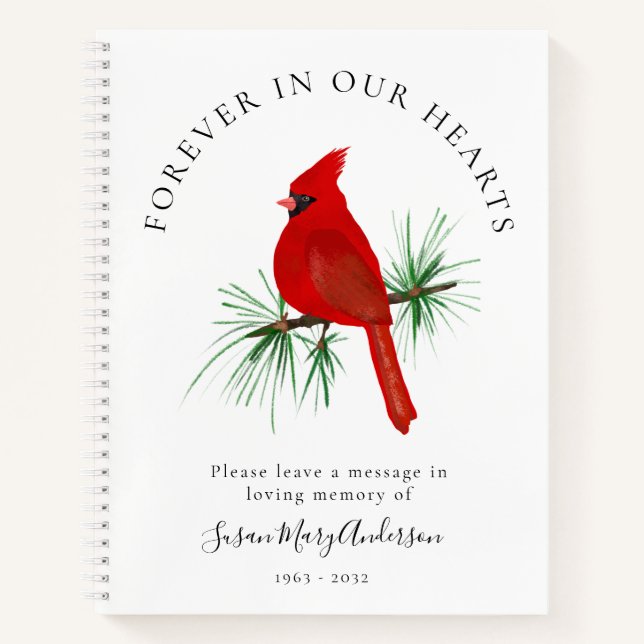 Carnet Cardinal Forever in Our Hearts Funeral Guest Book (Devant)