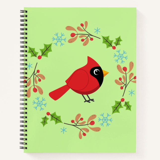 Carnet Cardinal Rouge Cardinal Cardinal aux Fleurs (Devant)