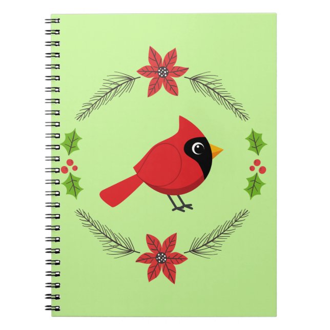 Carnet Cardinal Rouge Cardinal Cardinal aux Fleurs (Devant)