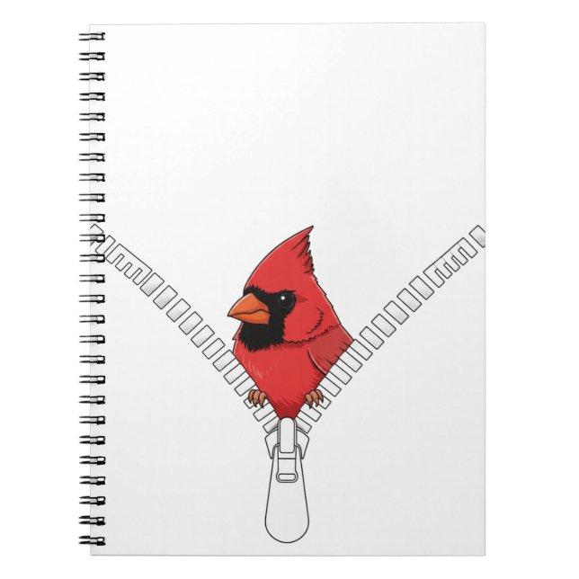 Carnet Cardinal rouge mignon coup d'oeil (Devant)