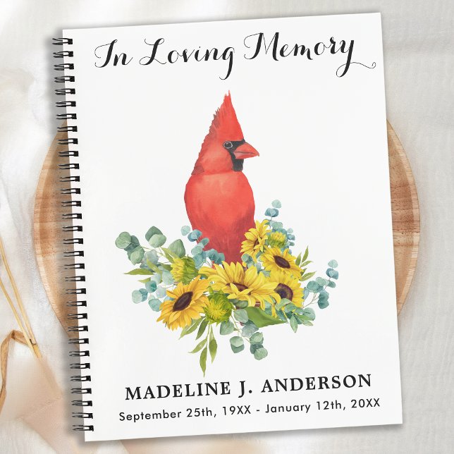 Carnet Cardinal Sunflower Memorial Funeral Guestbook (Créateur téléchargé)