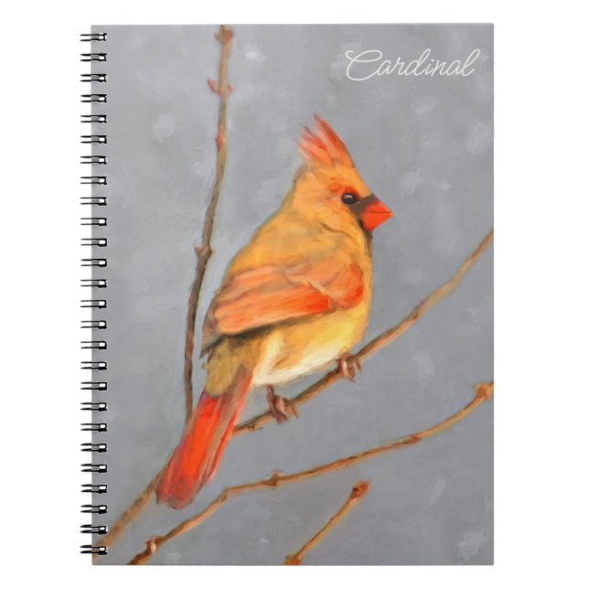Carnet Cardinal sur la peinture de branche - Art original (Devant)