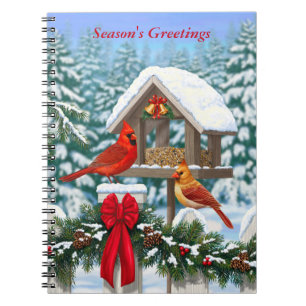 Carnet Cardinaux et nourriciers d'oiseaux de Noël