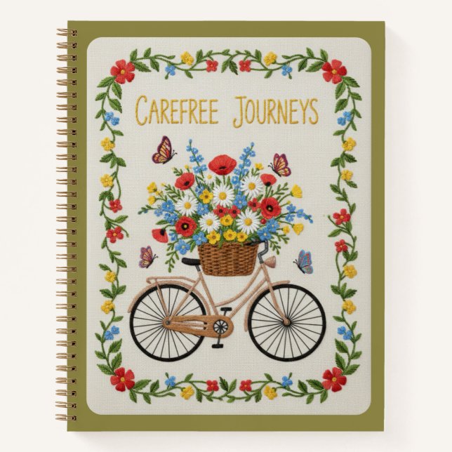 Carnet Carefree Journeys Embroidered Vintage Bicycle  (Devant)