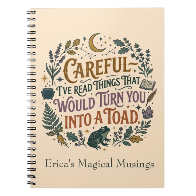 Carnet Careful I've Read Things Funny Book Witch Quote  (Devant)