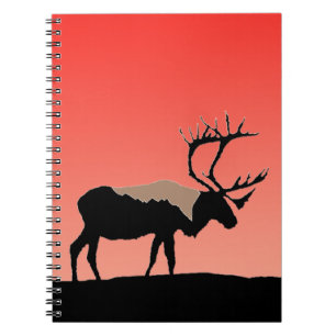 Carnet Caribou au coucher du soleil - Art original de la 
