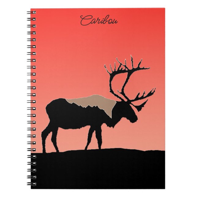 Carnet Caribou au coucher du soleil - Art original de la  (Devant)