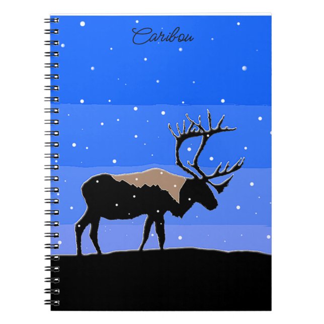 Carnet Caribou en hiver - Art original de la faune (Devant)