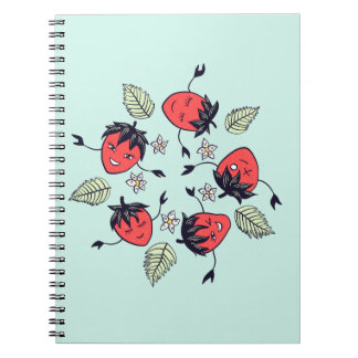 Carnet Caricature amusante de caractères fraises souriant