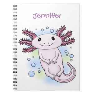 Carnet Caricature axolotl rose adorable