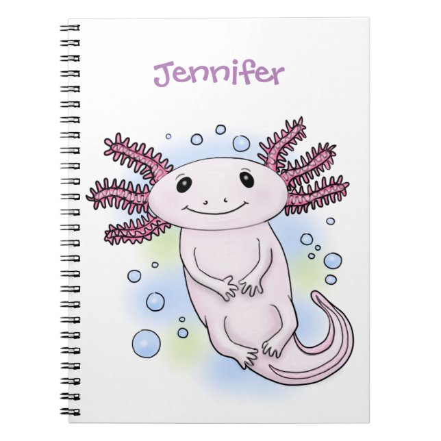 Carnet Caricature axolotl rose adorable (Devant)