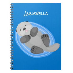Carnet Caricature bleu loutre de mer joyeux