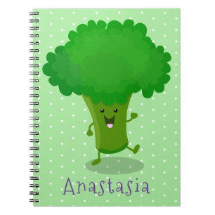 Carnet Caricature de brocoli dansant Cute kawaii