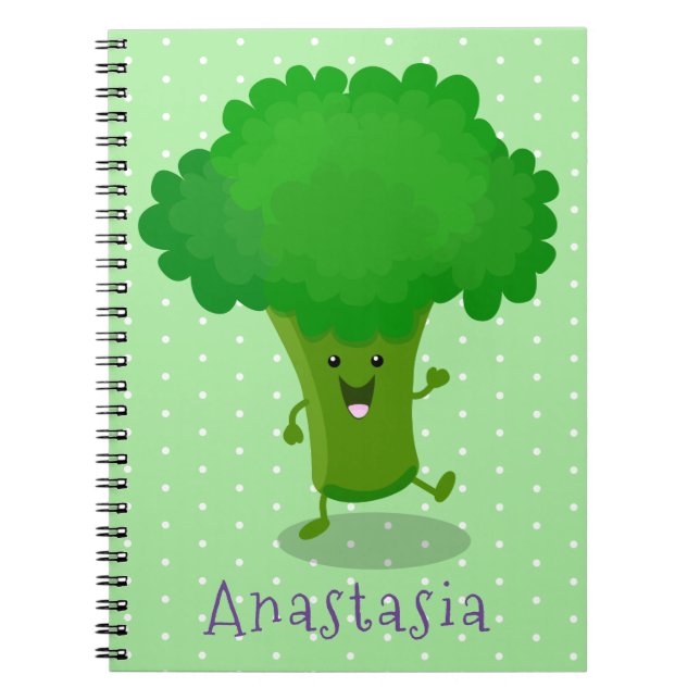Carnet Caricature de brocoli dansant Cute kawaii (Devant)