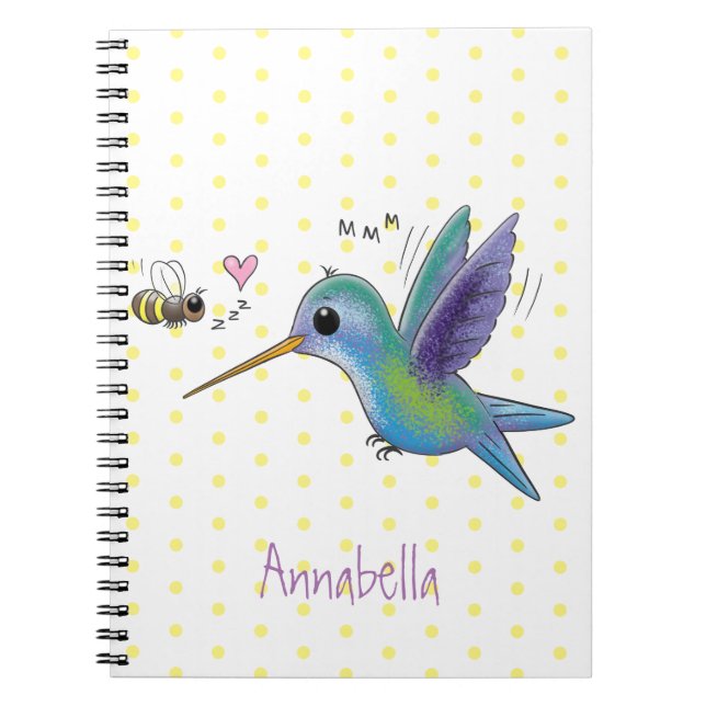 Carnet Caricature de colibri d'abeille mignonne (Devant)