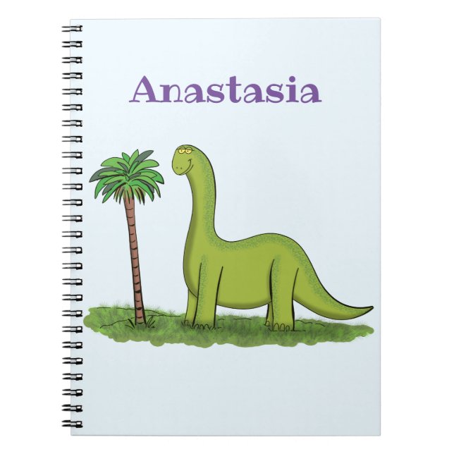 Carnet Caricature de dinosaure de brontosaurus vert migno (Devant)