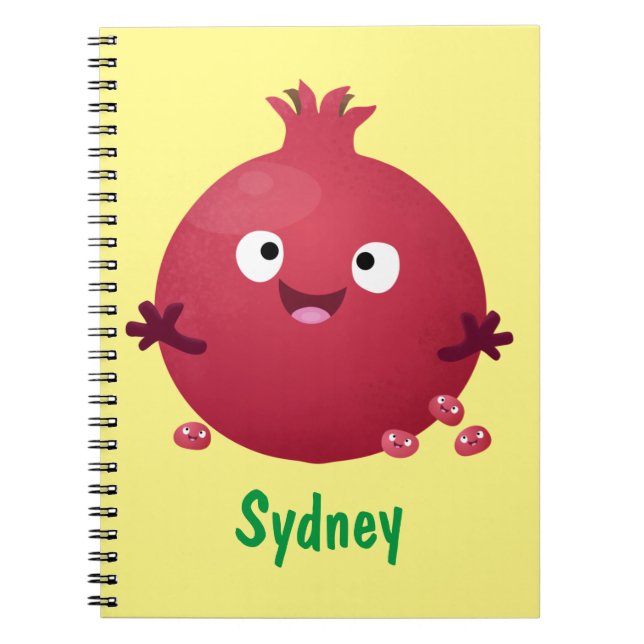 Carnet Caricature de fruits à la grenade joyeux (Devant)