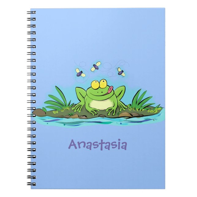 Carnet Caricature de grenouille vert mignon (Devant)