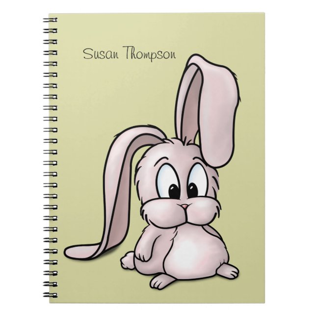 Carnet Caricature de lapin rose mignon (Devant)